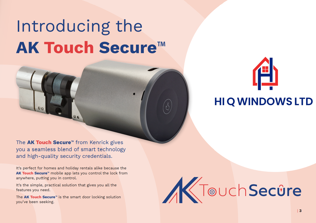 AK Touch Secure smart door lock product image showcasing modern design and app-based security control