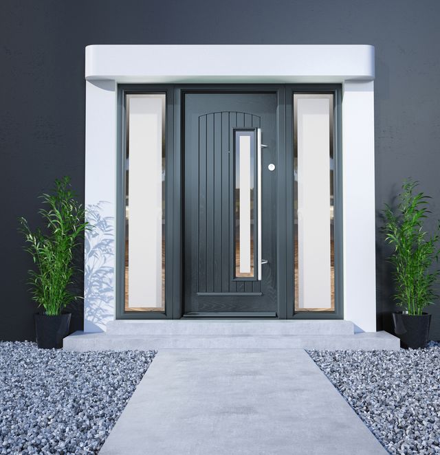 Range of composite door styles in different colours and glass options
