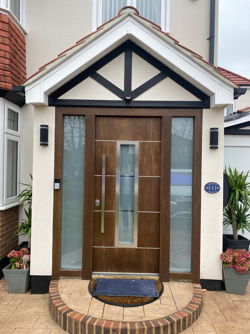 Close-up of high security locking points and reinforced hinge detail