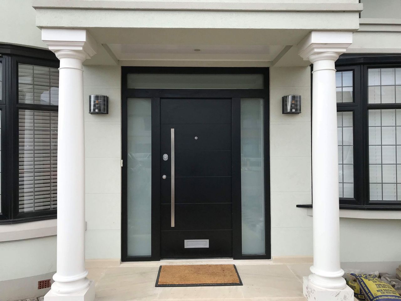 Modern high security entrance door with reinforced frame and luxury exterior finish