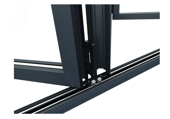 High security shoot bolt handle and multi-point locking on aluminium folding doors