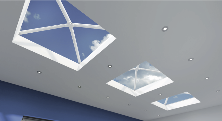 Close-up detail of insulated lantern frame and internal finish around the glass